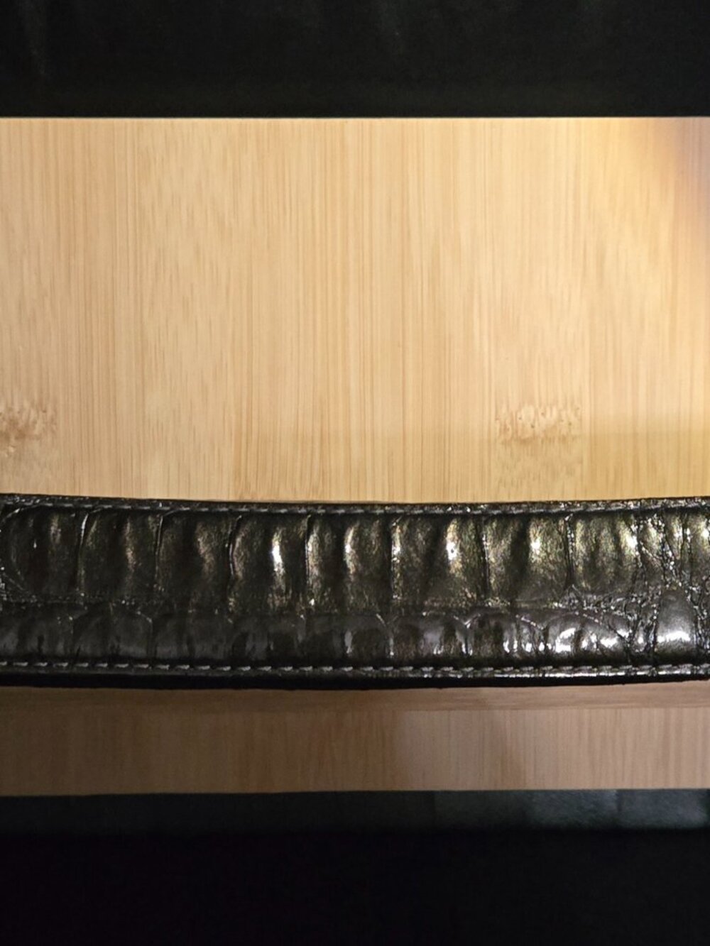Anne Klein Black Genuine Leather Croc Embossed Frame Clutch Evening Bag - Picture 4 of 9